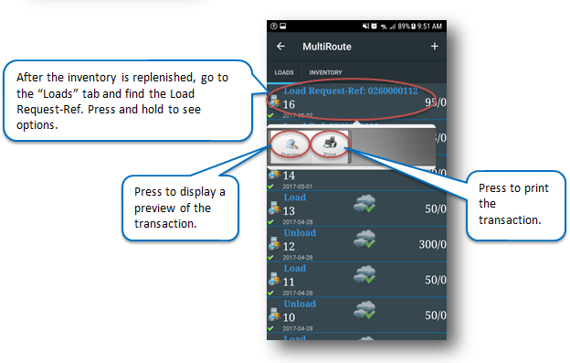 Truck replenish inventory