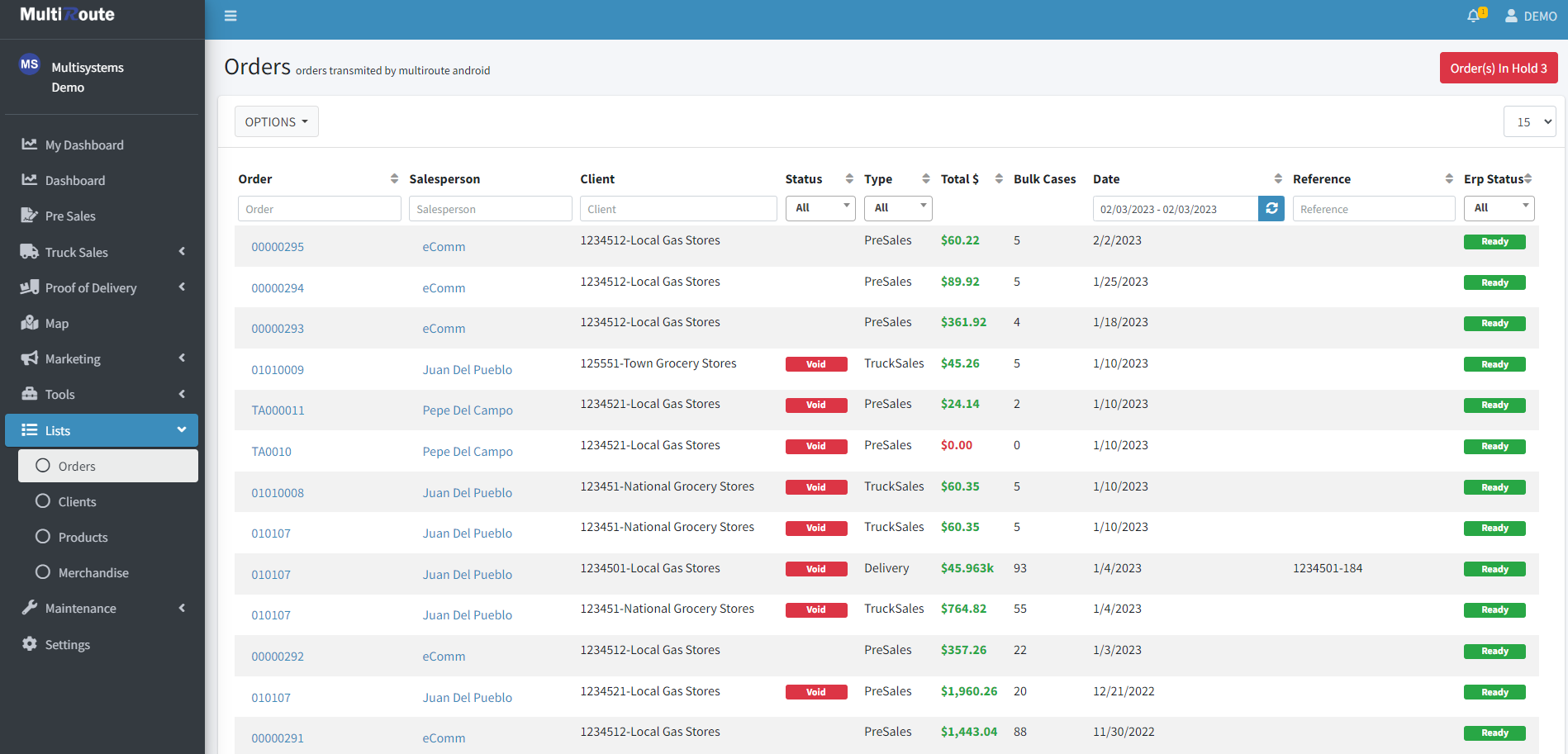 Lists Orders