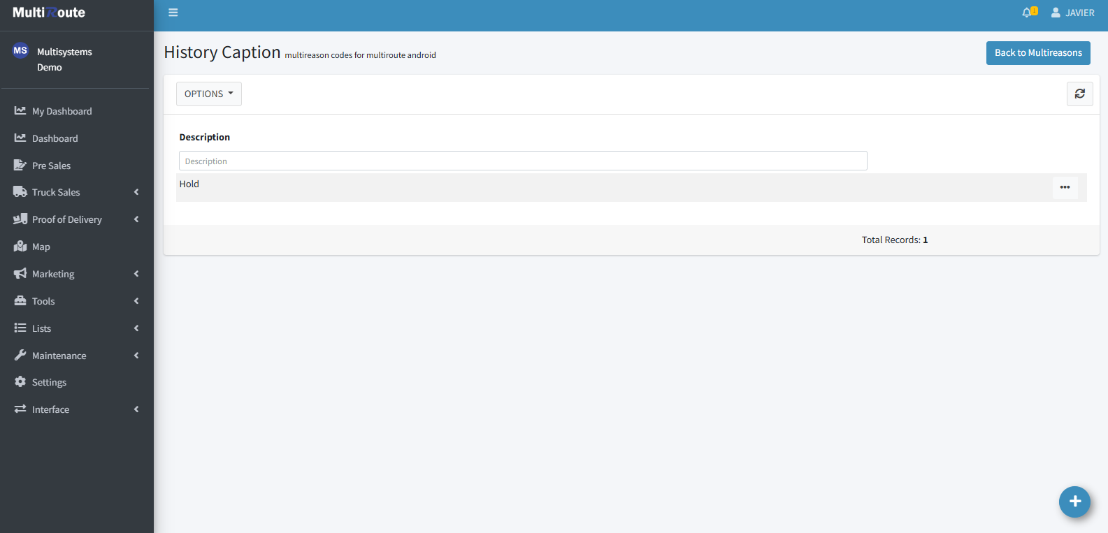 MultireasonCodeMaintenance